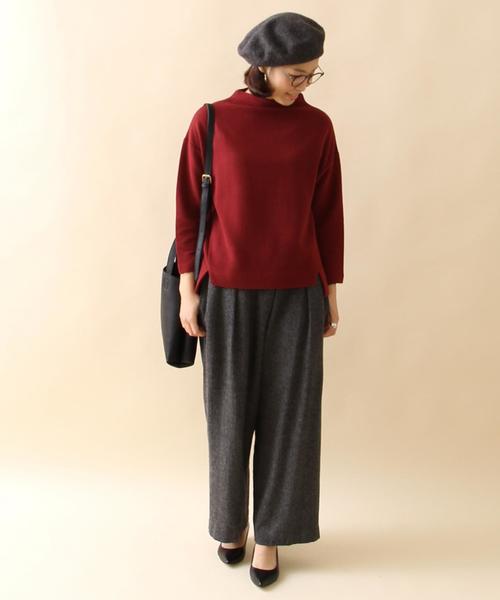 coen(コーエン)の「ウォッシャブルウールヘリンボンワイドパンツ(その他パンツ・レディース・ダークグレー/ダークブラウン・LARGE/MEDIUM)」の3枚目の写真