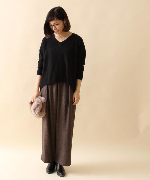 coen(コーエン)の「ウォッシャブルウールヘリンボンワイドパンツ(その他パンツ・レディース・ダークグレー/ダークブラウン・LARGE/MEDIUM)」の8枚目の写真