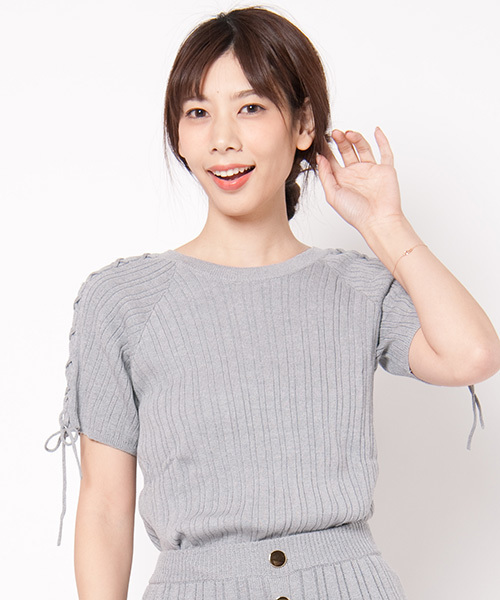 LAYMEE(レイミー)の「Cein set up(ニット/セーター・レディース・ネイビー/ホワイト/ピンク/杢グレー・FREE)」の14枚目の写真