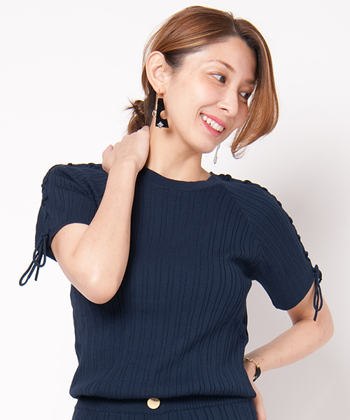 LAYMEE(レイミー)の「Cein set up(ニット/セーター・レディース・ネイビー/ホワイト/ピンク/杢グレー・FREE)」の6枚目の写真