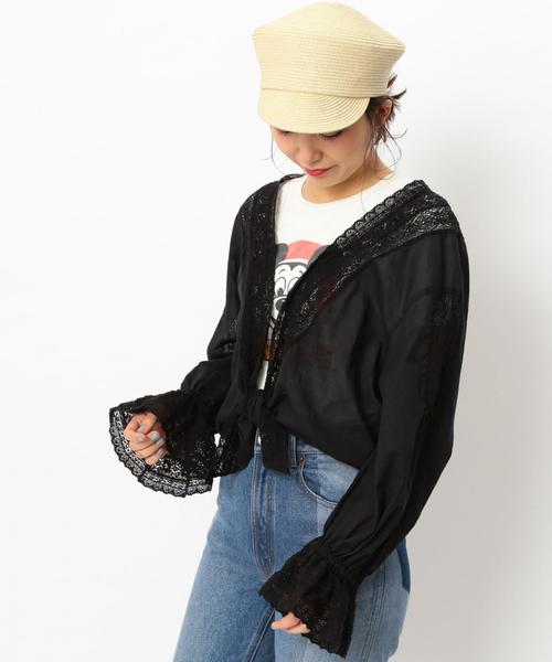 Another Edition(アナザーエディション)の「ボイルレース羽織り ◆(カーディガン/ボレロ・レディース・オフホワイト/ブラック/オレンジ・フリー)」の1枚目の写真