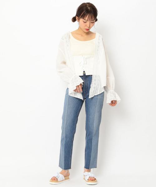 Another Edition(アナザーエディション)の「ボイルレース羽織り ◆(カーディガン/ボレロ・レディース・オフホワイト/ブラック/オレンジ・フリー)」の8枚目の写真