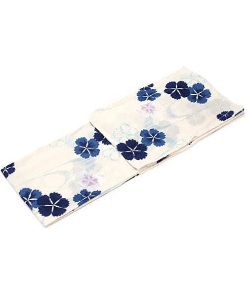 bonheur saisons（ボヌールセゾン）の「浴衣3点セット 絣風の撫子柄 （浴衣＋帯＋下駄）「bonheur saisons/ボヌールセゾン」（浴衣・レディース・ホワイト系その他・FREE）」の2枚目の写真