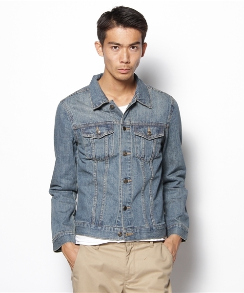 WEGO（ウィゴー）の「ベーシックデニムGジャン（デニムジャケット・メンズ・ブラック/インディゴブルー/ライトインディゴブルー/ノンウォッシュ・MEDIUM/LARGE/X-LARGE）」の3枚目の写真