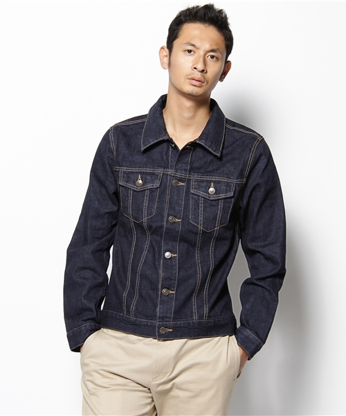 WEGO（ウィゴー）の「ベーシックデニムGジャン（デニムジャケット・メンズ・ブラック/インディゴブルー/ライトインディゴブルー/ノンウォッシュ・MEDIUM/LARGE/X-LARGE）」の4枚目の写真