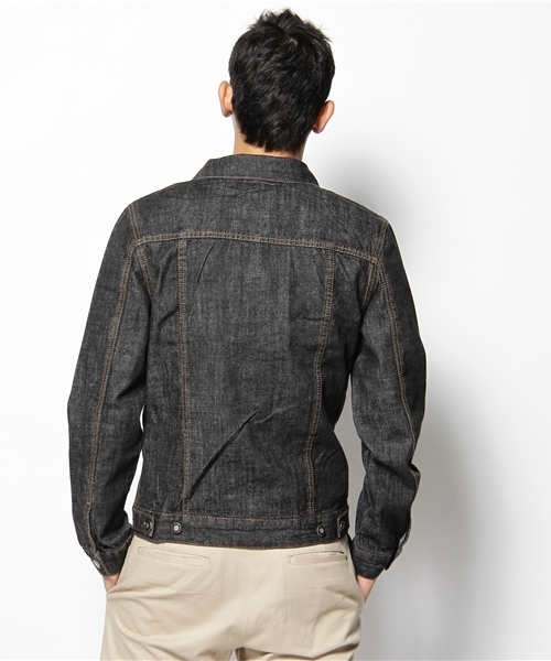 WEGO（ウィゴー）の「ベーシックデニムGジャン（デニムジャケット・メンズ・ブラック/インディゴブルー/ライトインディゴブルー/ノンウォッシュ・MEDIUM/LARGE/X-LARGE）」の6枚目の写真