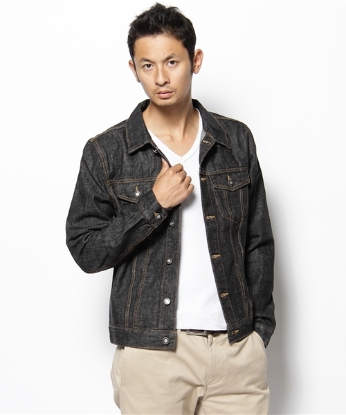 WEGO（ウィゴー）の「ベーシックデニムGジャン（デニムジャケット・メンズ・ブラック/インディゴブルー/ライトインディゴブルー/ノンウォッシュ・MEDIUM/LARGE/X-LARGE）」の7枚目の写真