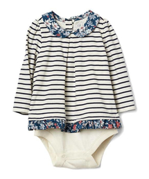 GAP | Gap 襟付き花柄ストライプ ボディダブル(ロンパース)