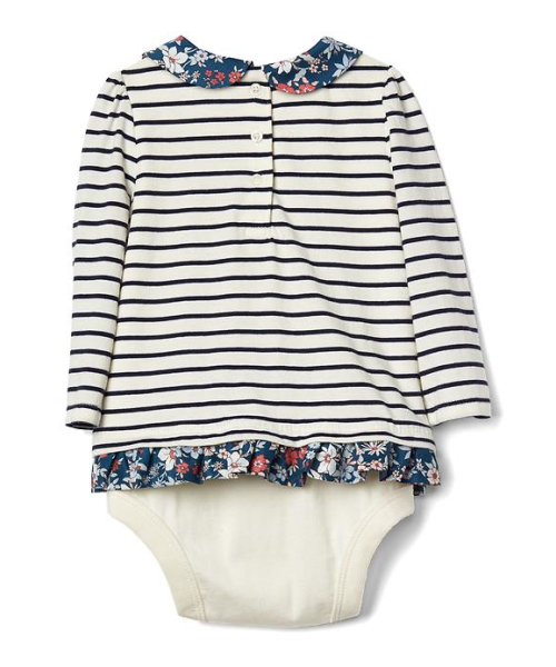 GAP(ギャップ)の「Gap 襟付き花柄ストライプ ボディダブル(ロンパース・キッズ・ホワイト系その他・50cm/90cm/70cm/60cm/80cm)」の2枚目の写真