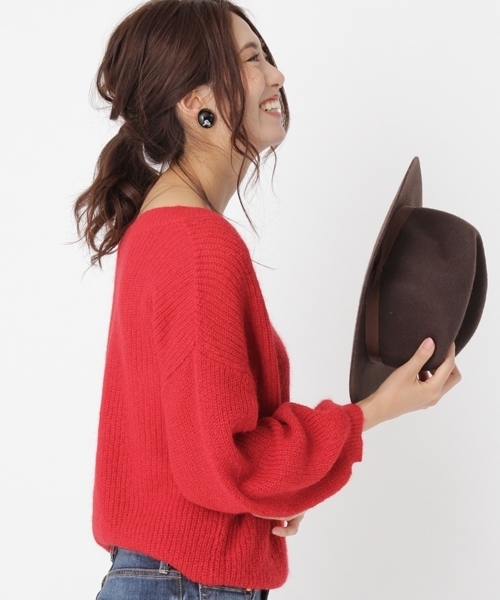 Andemiu（アンデミュウ）の「モヘヤコンラメニットプルオーバー769086（ニット/セーター・レディース・ネイビー/グレー/レッド/イエロー・FREE）」の4枚目の写真