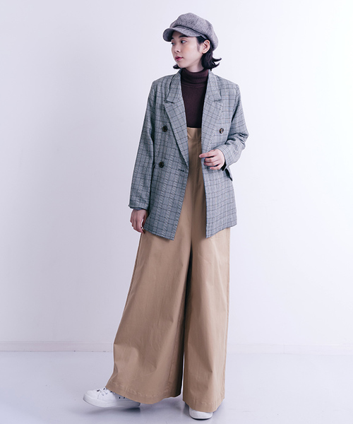 MERLOT（メルロー）の「グレンチェック柄ダブルブレストジャケット650-9527（テーラードジャケット・レディース・ホワイト/ブラウン・FREE）」の14枚目の写真