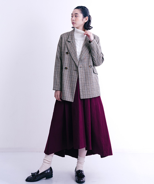 MERLOT（メルロー）の「グレンチェック柄ダブルブレストジャケット650-9527（テーラードジャケット・レディース・ホワイト/ブラウン・FREE）」の15枚目の写真