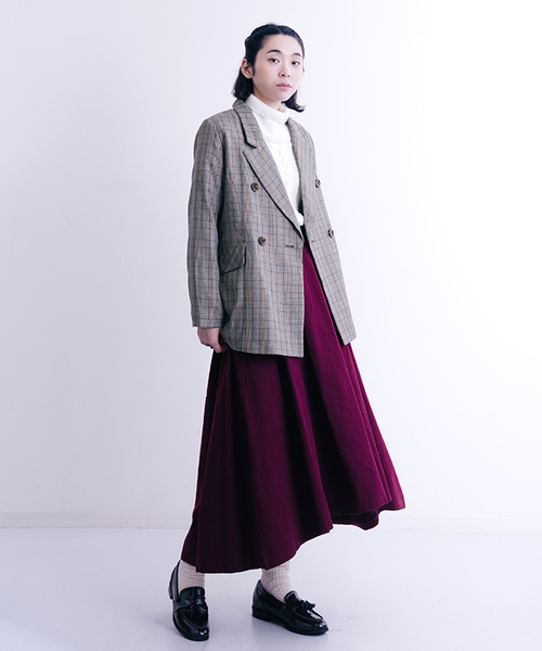 MERLOT（メルロー）の「グレンチェック柄ダブルブレストジャケット650-9527（テーラードジャケット・レディース・ホワイト/ブラウン・FREE）」の16枚目の写真