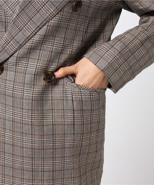 MERLOT（メルロー）の「グレンチェック柄ダブルブレストジャケット650-9527（テーラードジャケット・レディース・ホワイト/ブラウン・FREE）」の9枚目の写真