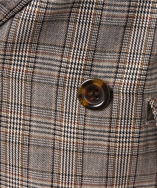 MERLOT（メルロー）の「グレンチェック柄ダブルブレストジャケット650-9527（テーラードジャケット・レディース・ホワイト/ブラウン・FREE）」の6枚目の写真