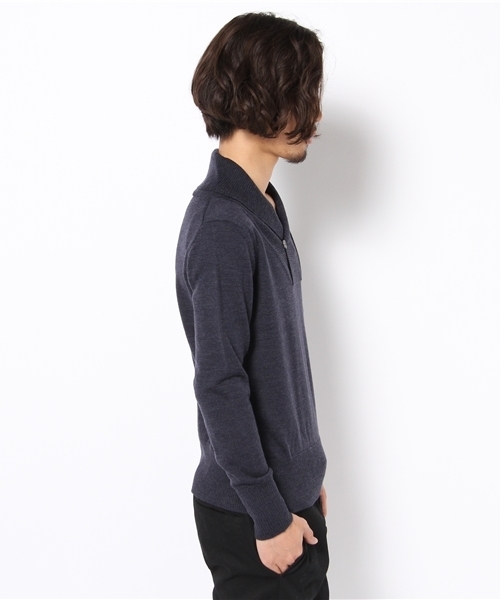 MIDWEST（ミッドウエスト）の「NEBULLA  VENTI ショールカラーニット（ニット/セーター・メンズ・グレー/ネイビー・MEDIUM/LARGE）」の3枚目の写真