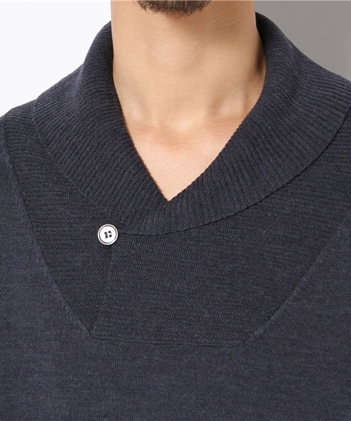 MIDWEST（ミッドウエスト）の「NEBULLA  VENTI ショールカラーニット（ニット/セーター・メンズ・グレー/ネイビー・MEDIUM/LARGE）」の5枚目の写真