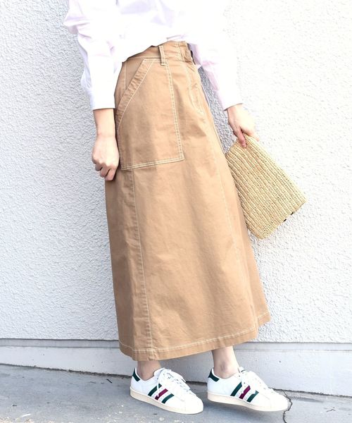 liflattie ships(リフラティ シップス)の「liflattie ships: コットンステッチロングスカート◇(スカート・レディース・ベージュ/ナチュラル・LARGE/MEDIUM/SMALL)」の2枚目の写真