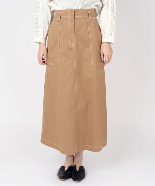 liflattie ships(リフラティ シップス)の「liflattie ships: コットンステッチロングスカート◇(スカート・レディース・ベージュ/ナチュラル・LARGE/MEDIUM/SMALL)」の3枚目の写真