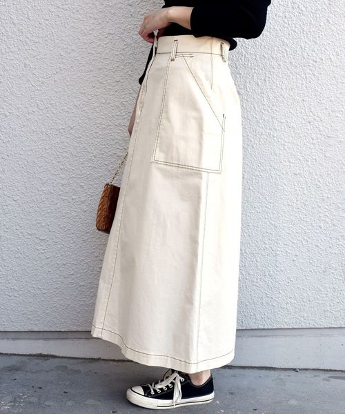 liflattie ships(リフラティ シップス)の「liflattie ships: コットンステッチロングスカート◇(スカート・レディース・ベージュ/ナチュラル・LARGE/MEDIUM/SMALL)」の9枚目の写真