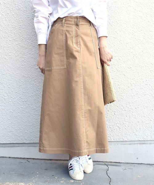 liflattie ships(リフラティ シップス)の「liflattie ships: コットンステッチロングスカート◇(スカート・レディース・ベージュ/ナチュラル・LARGE/MEDIUM/SMALL)」の10枚目の写真