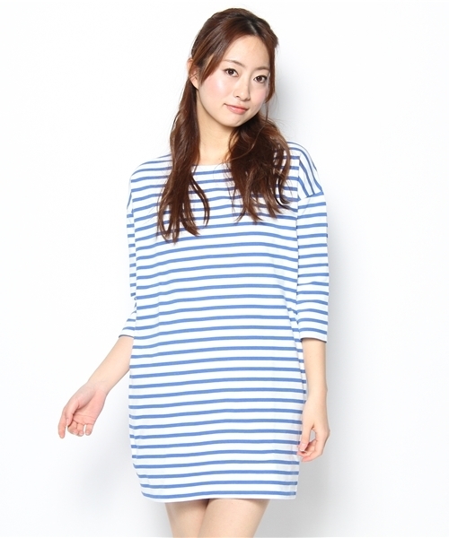 JOURNAL STANDARD（ジャーナルスタンダード）の「【WEB限定期間限定セール 4/21(日)まで】16/2ボーダー天竺　ワンピース（ワンピース・レディース・ブルー/コバルトブルー/ネイビー・SMALL/MEDIUM）」の2枚目の写真