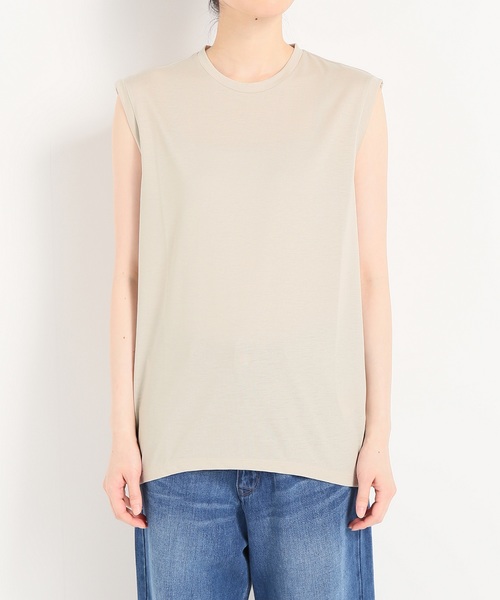 Deuxieme Classe（ドゥーズィエムクラス）の「・WINDFEEL テンジクノースリーブプルオーバー（Tシャツ/カットソー・レディース・ホワイト/ブラック/ベージュ/カーキ・ﾌﾘ-）」の14枚目の写真