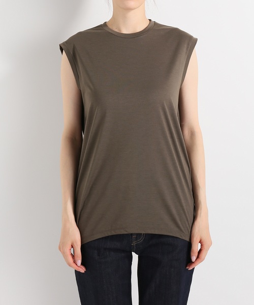 Deuxieme Classe（ドゥーズィエムクラス）の「・WINDFEEL テンジクノースリーブプルオーバー（Tシャツ/カットソー・レディース・ホワイト/ブラック/ベージュ/カーキ・ﾌﾘ-）」の15枚目の写真