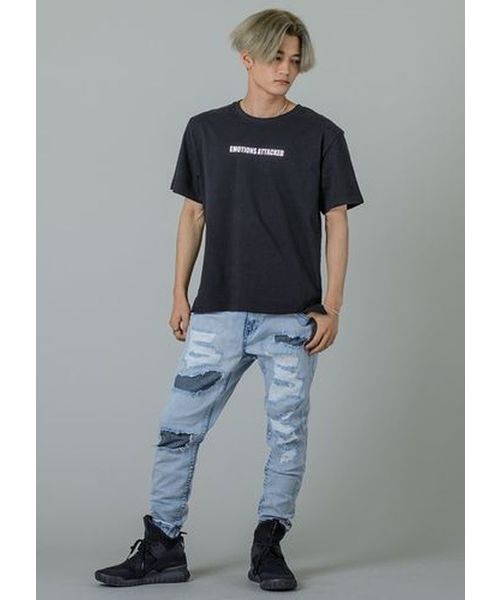 RE730(アールイーセブンサーティー)の「【RE730】フォトプリントロング丈Tシャツ ビッグシルエット(Tシャツ/カットソー・メンズ・ブラック/オフホワイト・LARGE/MEDIUM/X-LARGE)」の3枚目の写真