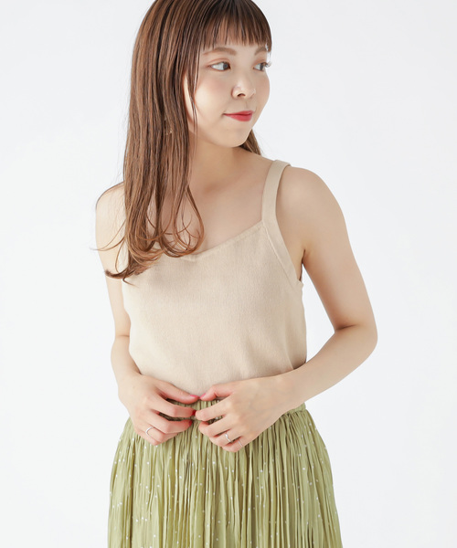 mystic(ミスティック)の「ニットキャミ(キャミソール)」|ベージュ