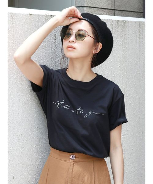 Ungrid（アングリッド）の「メッセージロゴプリントTee（Tシャツ/カットソー・レディース・ブラック/オフホワイト/モカ・FREE）」の2枚目の写真