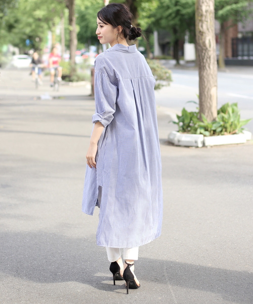 変更済みJ7 ブルー系♡お出かけロングワンピース まとめ売り♡ Mサイズ 3点 フロントオープンチェック柄タイトワンピース[品番：AMTW0004655
