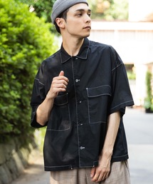 WEGO | WEGO/配色ステッチ5分袖ワークポプリンシャツ(シャツ/ブラウス)