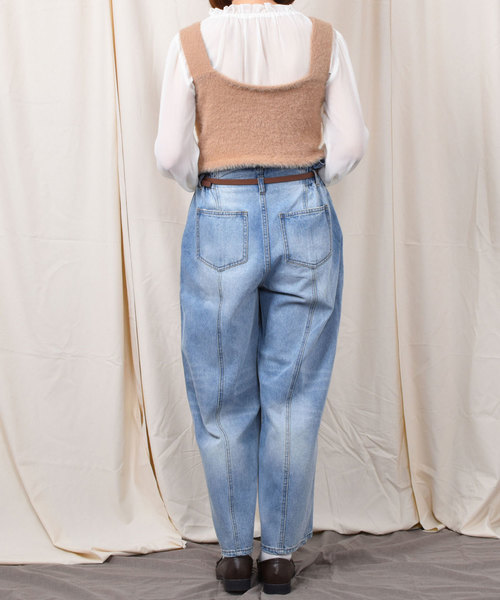 PairPair(ペアペア)の「【PairPair1周年限定アイテム】ベルト付ハイウエストデニムパンツ(デニムパンツ・レディース・ダークブルー/サックスブルー・FREE)」の6枚目の写真