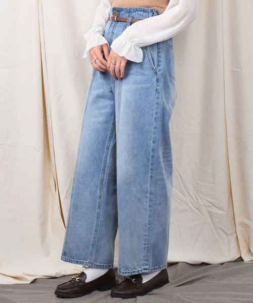 PairPair(ペアペア)の「【PairPair1周年限定アイテム】ベルト付ハイウエストデニムパンツ(デニムパンツ・レディース・ダークブルー/サックスブルー・FREE)」の8枚目の写真