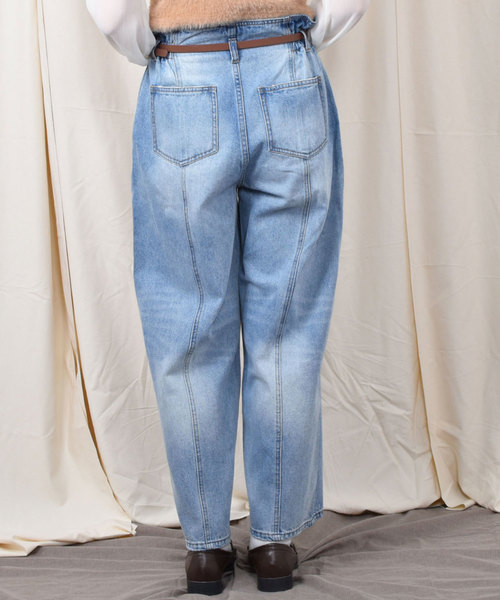 PairPair(ペアペア)の「【PairPair1周年限定アイテム】ベルト付ハイウエストデニムパンツ(デニムパンツ・レディース・ダークブルー/サックスブルー・FREE)」の9枚目の写真