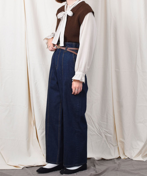 PairPair(ペアペア)の「【PairPair1周年限定アイテム】ベルト付ハイウエストデニムパンツ(デニムパンツ・レディース・ダークブルー/サックスブルー・FREE)」の11枚目の写真