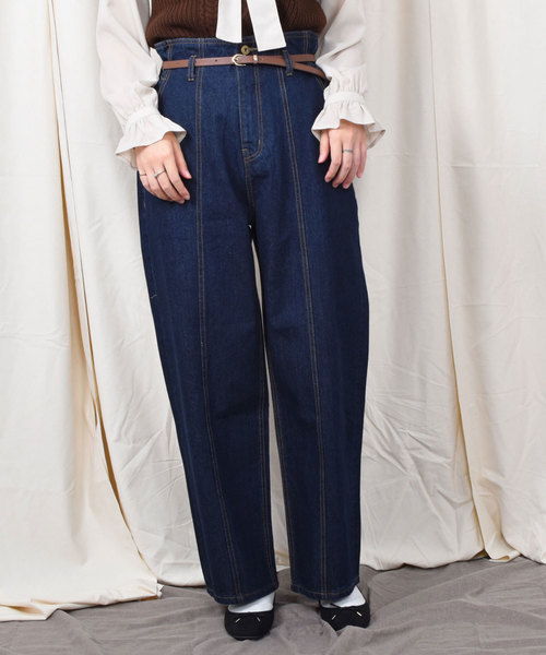 PairPair(ペアペア)の「【PairPair1周年限定アイテム】ベルト付ハイウエストデニムパンツ(デニムパンツ・レディース・ダークブルー/サックスブルー・FREE)」の13枚目の写真