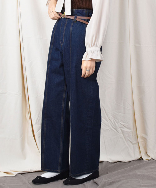 PairPair(ペアペア)の「【PairPair1周年限定アイテム】ベルト付ハイウエストデニムパンツ(デニムパンツ・レディース・ダークブルー/サックスブルー・FREE)」の14枚目の写真