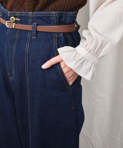 PairPair(ペアペア)の「【PairPair1周年限定アイテム】ベルト付ハイウエストデニムパンツ(デニムパンツ・レディース・ダークブルー/サックスブルー・FREE)」の17枚目の写真