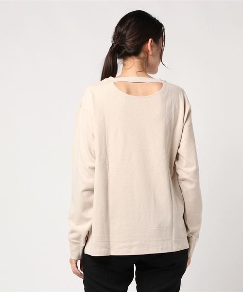 archives（アルシーヴ）の「ポケット付きBACK開ロンT（Tシャツ/カットソー・レディース・ブラック/ベージュ/オフホワイト・MEDIUM）」の5枚目の写真