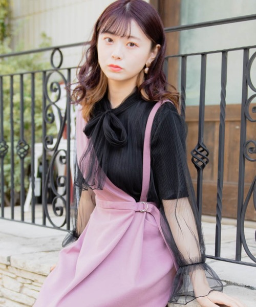 VANNIE U(ヴァニーユー)の「VANNIE U しゅわしゅわシアーリボンブラウス(シャツ/ブラウス・レディース・ホワイト/ブラック/ベージュ/ピンク・FREE)」の1枚目の写真