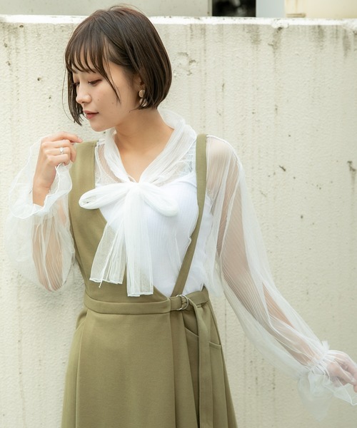 VANNIE U(ヴァニーユー)の「VANNIE U しゅわしゅわシアーリボンブラウス(シャツ/ブラウス・レディース・ホワイト/ブラック/ベージュ/ピンク・FREE)」の20枚目の写真