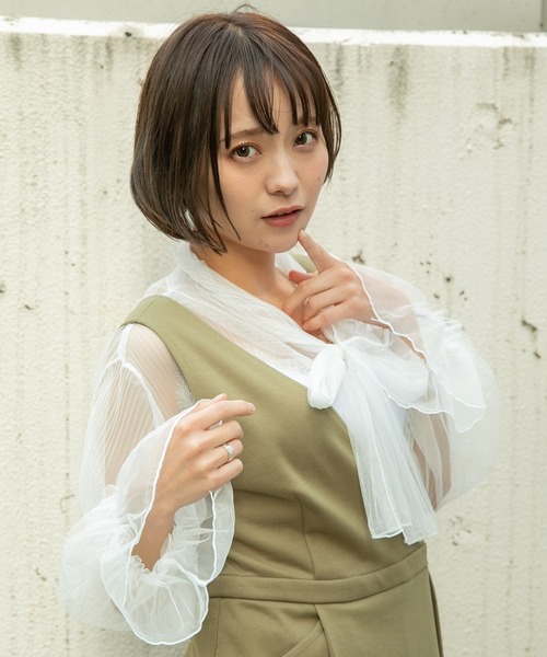 VANNIE U(ヴァニーユー)の「VANNIE U しゅわしゅわシアーリボンブラウス(シャツ/ブラウス・レディース・ホワイト/ブラック/ベージュ/ピンク・FREE)」の17枚目の写真