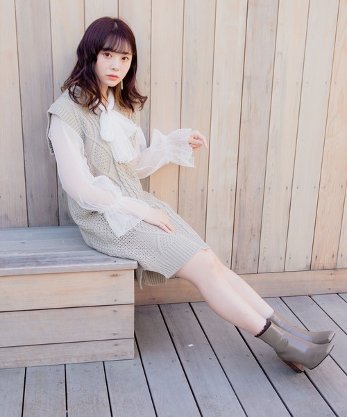 VANNIE U(ヴァニーユー)の「VANNIE U しゅわしゅわシアーリボンブラウス(シャツ/ブラウス・レディース・ホワイト/ブラック/ベージュ/ピンク・FREE)」の21枚目の写真