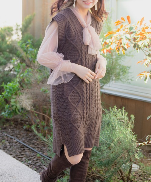 VANNIE U(ヴァニーユー)の「VANNIE U しゅわしゅわシアーリボンブラウス(シャツ/ブラウス・レディース・ホワイト/ブラック/ベージュ/ピンク・FREE)」の13枚目の写真