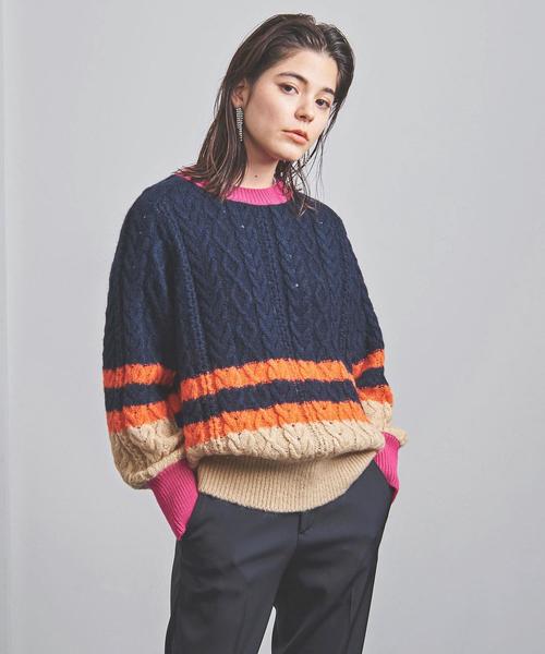 【未使用級✨】MUVEIL マルチボーダー ニット ケーブル編み モヘア 38 MUVEIL（ミュベール）の「＜MUVEIL（ミュベール）＞ マルチボーダー