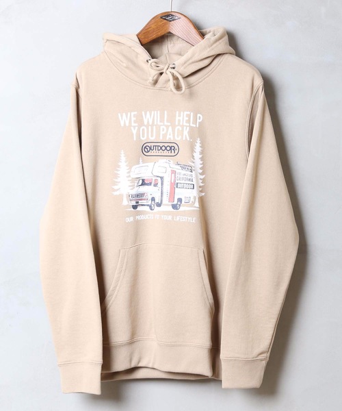OUTDOOR PRODUCTS APPAREL(アウトドアプロダクツアパレル)の「袖プリントグラフィックプルパーカー(パーカー・メンズ・ダークグリーン/ベージュ/アイボリー/ライトブラウン・SMALL/MEDIUM/LARGE/X-LARGE)」の20枚目の写真