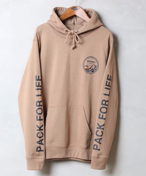 OUTDOOR PRODUCTS APPAREL(アウトドアプロダクツアパレル)の「袖プリントグラフィックプルパーカー(パーカー・メンズ・ダークグリーン/ベージュ/アイボリー/ライトブラウン・SMALL/MEDIUM/LARGE/X-LARGE)」の12枚目の写真