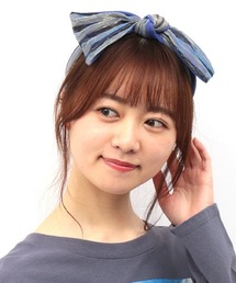 プリーツラメリブリボン　ヘアバンド